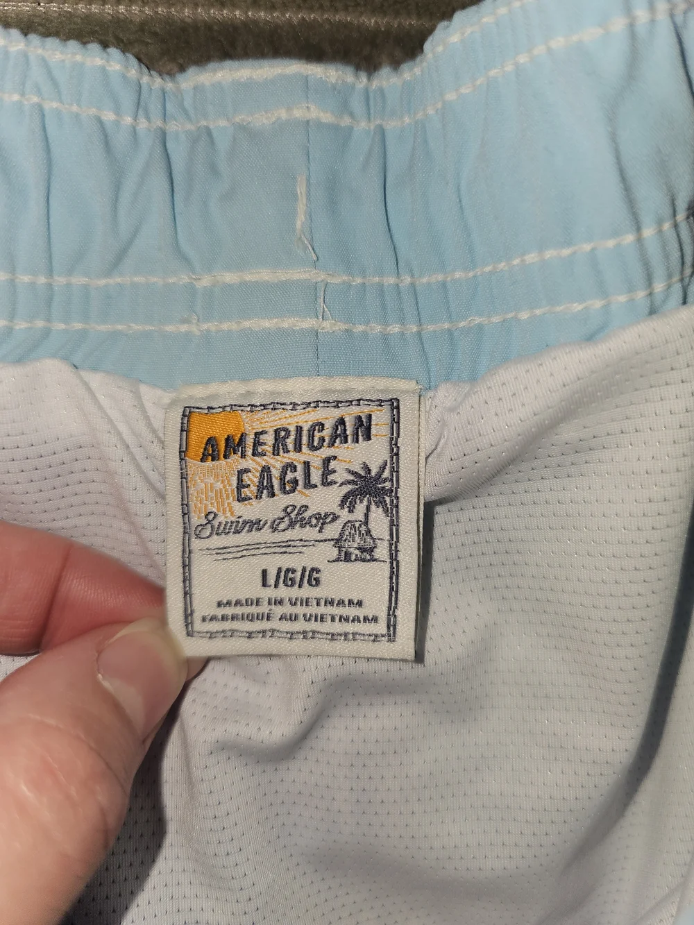American Eagle Outfitters Two-Tone Light Blue Pale Yellow Swim Trunks 5
